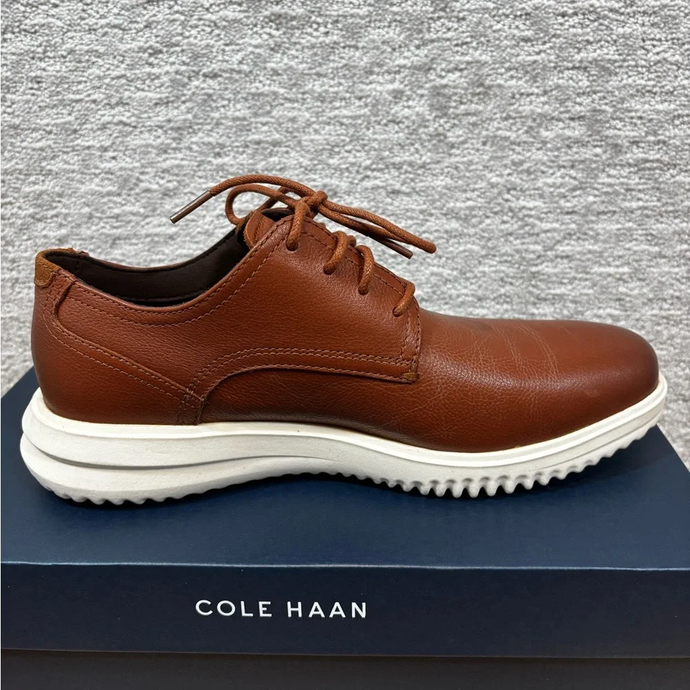 Cole Haan Grand+ Plain Toe Oxford British Tan Brown Dress Shoes C36935 Men's 8